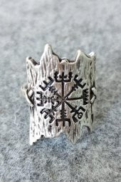 Viking Pusulası Şekilli Erkek Yüzük Gümüş Kaplama Ayarlanabilir El Yapımı Erkek Yüzük - 3