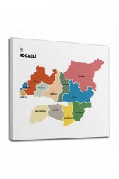 Kocaeli İli ve İlçeler Haritası Dekoratif Kanvas Tablo 1401 - 1