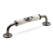 Elcalvario Lüks Porselen Mobilya Çekmece Dolap Kapak Kulpu Kulbu (128 MM-12.8 CM) Beyaz Füme - 7