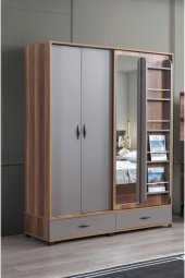 Erezoğulları Mobilya Defne Sürgülü Gardırop Aynalı Çekmeceli 150x60x200 - 1