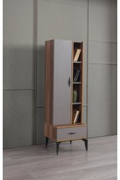 Erezoğulları Mobilya Defne Ahşap Kapaklı Raflı Çekmeceli Kitaplık 50x45x165 - 1