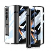 KNY Samsung Galaxy Z Fold 4 Kılıf Kalem Koymalı Standlı Renkli Kipta Kapak Siyah - 1