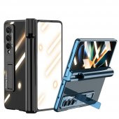 KNY Samsung Galaxy Z Fold 4 Kılıf Kalem Koymalı Standlı Renkli Kipta Kapak Siyah - 4