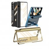 KNY Samsung Galaxy Z Fold 4 Kılıf Kalem Koymalı Standlı Renkli Kipta Kapak Siyah - 5