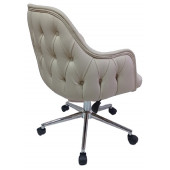 Bilgisayar ve Çalışma Koltuğu Krem Suni Deri Krom Yıldız Ayaklı - 2
