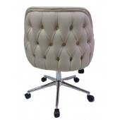 Bilgisayar ve Çalışma Koltuğu Krem Suni Deri Krom Yıldız Ayaklı - 4