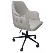 Bilgisayar ve Çalışma Koltuğu Krem Suni Deri Krom Yıldız Ayaklı - 5