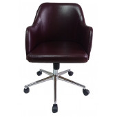 Bilgisayar ve Çalışma Koltuğu Bordo Suni Deri Krom Yıldız Ayaklı - 1