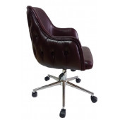 Bilgisayar ve Çalışma Koltuğu Bordo Suni Deri Krom Yıldız Ayaklı - 2