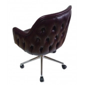 Bilgisayar ve Çalışma Koltuğu Bordo Suni Deri Krom Yıldız Ayaklı - 3