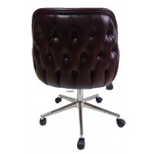 Bilgisayar ve Çalışma Koltuğu Bordo Suni Deri Krom Yıldız Ayaklı - 5
