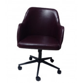 Bilgisayar ve Çalışma Koltuğu Bordo Suni Deri Krom Yıldız Ayaklı - 6