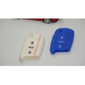 Seat Leon ibiza Ateca Silikon Anahtar Mavi Beyaz Kılıf Seti - 2