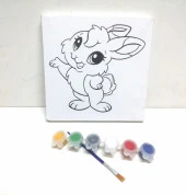 Hayal Sepeti TavşancıkResimli Tuval 20 X 20  6lı boya, fırça Boyama seti - 1