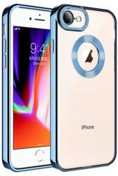 iPhone SE 2020 Kılıf Köşeleri Renkli Şeffaf Kamera Korumalı Silikon Luxury Kapak - 7