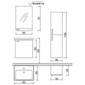 Denko Terra 60 cm MDF Alize Banyo Dolabı Takımı Aynalı Üst Modülü - 3