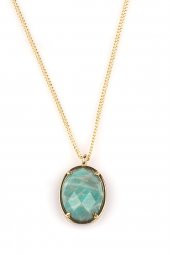 Amazonit Doğal Taş Gold Renkli Kolye thumbnail 1