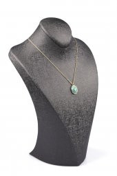 Amazonit Doğal Taş Gold Renkli Kolye thumbnail 2