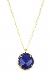 Lapis Lazuli Doğal Taş Gold Renkli Kolye - 1