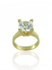 4 Carat Büyük Zirkon Tek Taş 8 Ayar Altın Yüzük - 1