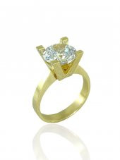 4 Carat Büyük Zirkon Tek Taş 8 Ayar Altın Yüzük - 2