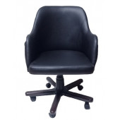 Ofis Koltuğu Çalışma Sandalyesi Ahşap Ayaklı Siyah Renkli Suni Deri - 2