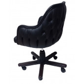 Ofis Koltuğu Çalışma Sandalyesi Ahşap Ayaklı Siyah Renkli Suni Deri - 4