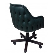 Ofis Koltuğu Çalışma Sandalyesi Ahşap Ayaklı Yeşil Renkli Suni Deri - 2