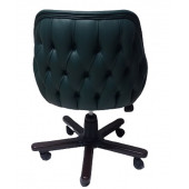 Ofis Koltuğu Çalışma Sandalyesi Ahşap Ayaklı Yeşil Renkli Suni Deri - 3