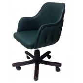 Ofis Koltuğu Çalışma Sandalyesi Ahşap Ayaklı Yeşil Renkli Suni Deri - 6