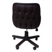 Ofis Koltuğu Çalışma Sandalyesi Ahşap Ayaklı Kahverengi Renkli Suni Deri - 3