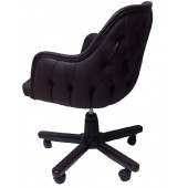 Ofis Koltuğu Çalışma Sandalyesi Ahşap Ayaklı Kahverengi Renkli Suni Deri - 4