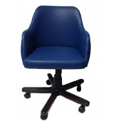 Ofis Koltuğu Çalışma Sandalyesi Ahşap Ayaklı Mavi Renkli Suni Deri thumbnail 1