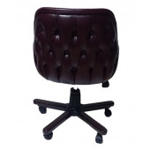 Ofis Koltuğu Çalışma Sandalyesi Ahşap Ayaklı Bordo Suni Deri thumbnail 3