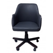 Ofis Koltuğu Çalışma Sandalyesi Ahşap Ayaklı Antrasit Suni Deri - 1