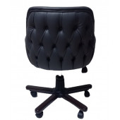 Ofis Koltuğu Çalışma Sandalyesi Ahşap Ayaklı Antrasit Suni Deri - 3