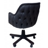 Ofis Koltuğu Çalışma Sandalyesi Ahşap Ayaklı Antrasit Suni Deri - 4