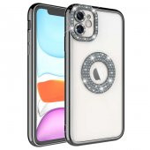 Apple iPhone 11 Kılıf Kamera Korumalı Taş Süslemeli Arkası Şeffaf Zore Asya Kapak - 8