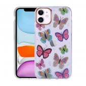 Apple iPhone 11 Kılıf Desenli Simli Sert Zore İnka Kapak - 6