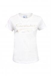 Fenerbahçe Lisanslı Kabartma Varaklı Beyaz T-Shirt - 1