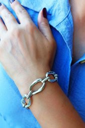 Zincir Şekilli Kadın Bileklik Gümüş Kaplama El Yapımı Ayarlanabilir Kadın Bileklik thumbnail 1