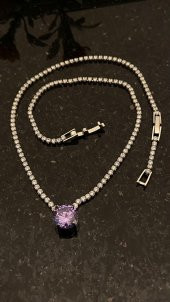 Aksesuar Çarşısı Mor Yuvarlak Zirkon Taşlı Su Yolu Kolye thumbnail 1