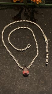 Aksesuar Çarşısı Kırmızı Damla Zirkon Taşlı Su Yolu Kolye thumbnail 2