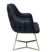 Tekli Bekleme Koltuğu Metal Ayaklı Kapitone Desenli Antrasit Renk Suni Deri thumbnail 1