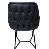 Tekli Bekleme Koltuğu Metal Ayaklı Kapitone Desenli Antrasit Renk Suni Deri thumbnail 3