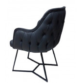 Tekli Bekleme Koltuğu Metal Ayaklı Kapitone Desenli Antrasit Renk Suni Deri thumbnail 6