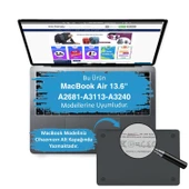 Macbook Air M2-M3-M4 Kılıf 13.6 inç Film Koruyucu Sticker Touchpad (13.6” Air) A2681 A3113 A3240 ile Uyumlu - 2