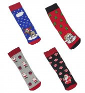 Bayan Parfümlü Yılbaşı Temalı Dörtlü Havlu Çorap Seti - 2