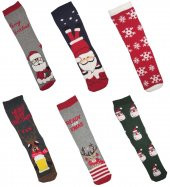 Unİsex Yılbaşı Temalı Altılı Havlu Çorap Seti - 1