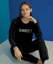 Mihra 13136 Kadın Kışlık Kadife Pijama Takımı - 1